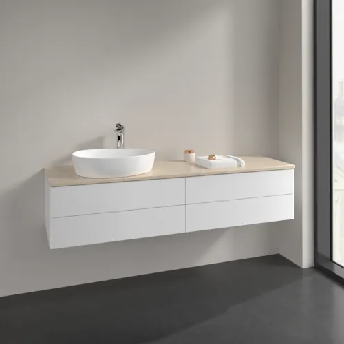 Bild von VILLEROY BOCH Antao Waschbeckenunterschrank, 4 Auszüge, 1600 x 360 x 500 mm, Front ohne Struktur, White Matt Lacquer / Botticino #K26053MT