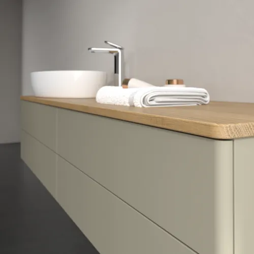 VILLEROY BOCH Antao Waschbeckenunterschrank, 4 Auszüge, 1600 x 360 x 500 mm, Front ohne Struktur, Stone Grey Matt Lacquer / Honey Oak #K26051HK, Bild 5