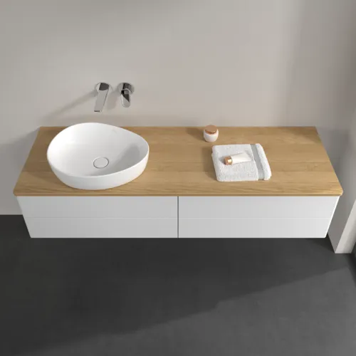 Bild von VILLEROY BOCH Antao Waschbeckenunterschrank, 4 Auszüge, 1600 x 360 x 500 mm, Front ohne Struktur, Glossy White Lacquer / Honey Oak #K26011GF