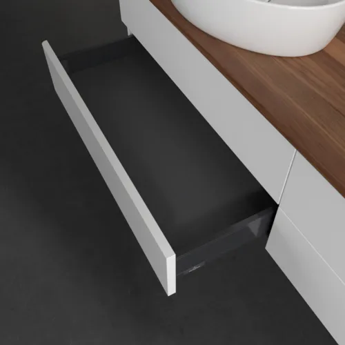 Bild von VILLEROY BOCH Antao Waschbeckenunterschrank, 4 Auszüge, 1600 x 360 x 500 mm, Front ohne Struktur, White Matt Lacquer / Warm Walnut #K26052MT