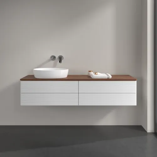 VILLEROY BOCH Antao Waschbeckenunterschrank, 4 Auszüge, 1600 x 360 x 500 mm, Front mit Struktur, Glossy White Lacquer / Warm Walnut #K26112GF, Bild 3