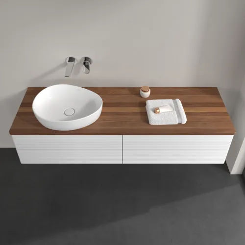 VILLEROY BOCH Antao Waschbeckenunterschrank, 4 Auszüge, 1600 x 360 x 500 mm, Front mit Struktur, Glossy White Lacquer / Warm Walnut #K26112GF, Bild 4