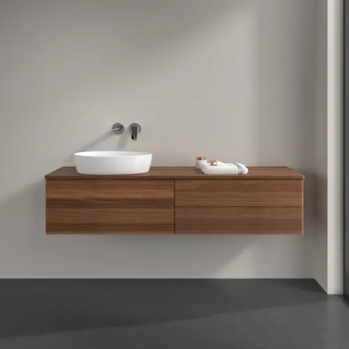Bild von VILLEROY BOCH Antao Waschbeckenunterschrank, 4 Auszüge, 1600 x 360 x 500 mm, Front mit Struktur, Warm Walnut / Warm Walnut #K26112HM