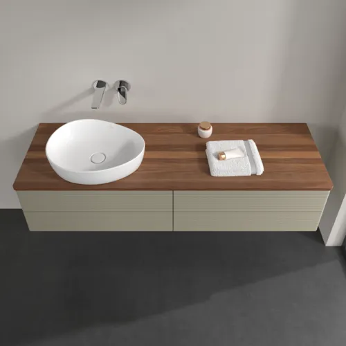 Bild von VILLEROY BOCH Antao Waschbeckenunterschrank, 4 Auszüge, 1600 x 360 x 500 mm, Front mit Struktur, Stone Grey Matt Lacquer / Warm Walnut #K26112HK