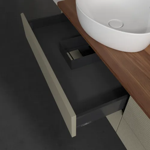 Bild von VILLEROY BOCH Antao Waschbeckenunterschrank, 4 Auszüge, 1600 x 360 x 500 mm, Front mit Struktur, Stone Grey Matt Lacquer / Warm Walnut #K26112HK