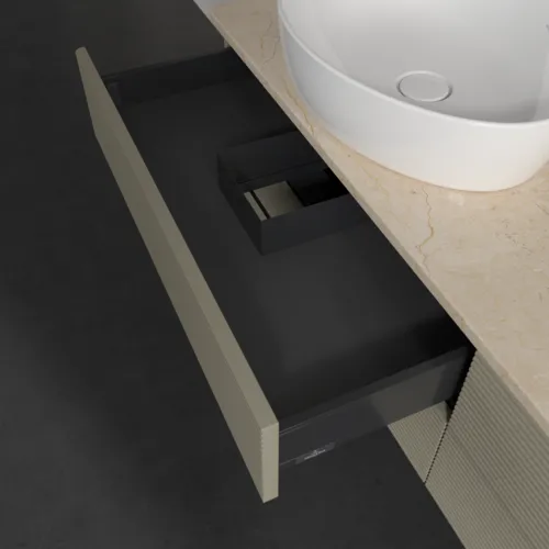Obrázek VILLEROY BOCH Antao Vanity unit, 4 pull-out compartments, 1600 x 360 x 500 mm, Front with grain texture, Stone Grey Matt Lacquer / Botticino #K26113HK