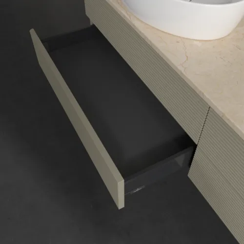 Obrázek VILLEROY BOCH Antao Vanity unit, 4 pull-out compartments, 1600 x 360 x 500 mm, Front with grain texture, Stone Grey Matt Lacquer / Botticino #K26113HK