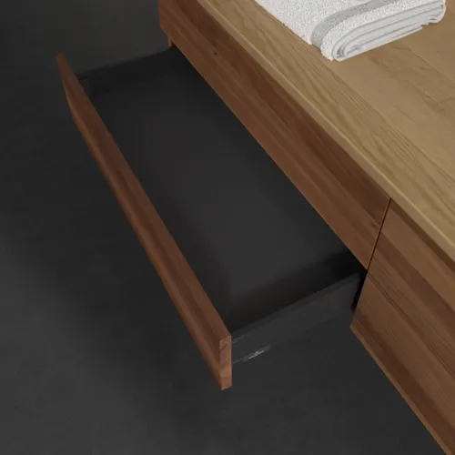 Obrázek VILLEROY BOCH Antao Vanity unit, 4 pull-out compartments, 1600 x 360 x 500 mm, Front without structure, Warm Walnut / Honey Oak #K27011HM