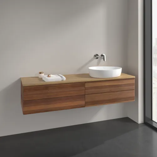 Obrázek VILLEROY BOCH Antao Vanity unit, 4 pull-out compartments, 1600 x 360 x 500 mm, Front without structure, Warm Walnut / Honey Oak #K27011HM