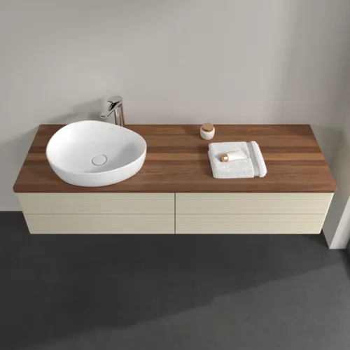 Bild von VILLEROY BOCH Antao Waschbeckenunterschrank, 4 Auszüge, 1600 x 360 x 500 mm, Front mit Struktur, Silk Grey Matt Lacquer / Warm Walnut #K26152HJ