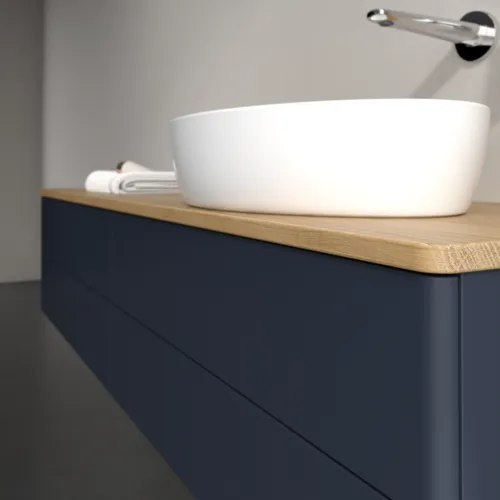 Bild von VILLEROY BOCH Antao Waschbeckenunterschrank, 4 Auszüge, 1600 x 360 x 500 mm, Front ohne Struktur, Midnight Blue Matt Lacquer / Honey Oak #K27011HG