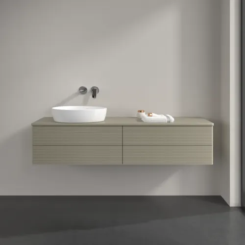 Bild von VILLEROY BOCH Antao Waschbeckenunterschrank, 4 Auszüge, 1600 x 360 x 500 mm, Front mit Struktur, Stone Grey Matt Lacquer / Stone Grey Matt Lacquer #K26150HK