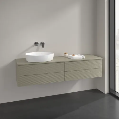 Bild von VILLEROY BOCH Antao Waschbeckenunterschrank, 4 Auszüge, 1600 x 360 x 500 mm, Front mit Struktur, Stone Grey Matt Lacquer / Stone Grey Matt Lacquer #K26150HK