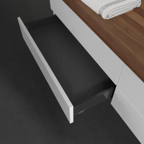 Bild von VILLEROY BOCH Antao Waschbeckenunterschrank, 4 Auszüge, 1600 x 360 x 500 mm, Front ohne Struktur, White Matt Lacquer / Warm Walnut #K27012MT