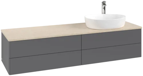 Picture of VILLEROY BOCH Antao Vanity unit, 4 pull-out compartments, 1600 x 360 x 500 mm, Front without structure, Anthracite Matt Lacquer / Botticino #K27053GK