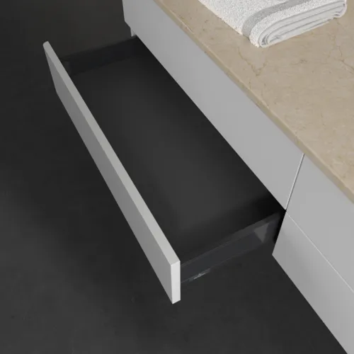 Bild von VILLEROY BOCH Antao Waschbeckenunterschrank, 4 Auszüge, 1600 x 360 x 500 mm, Front ohne Struktur, Glossy White Lacquer / Botticino #K27053GF