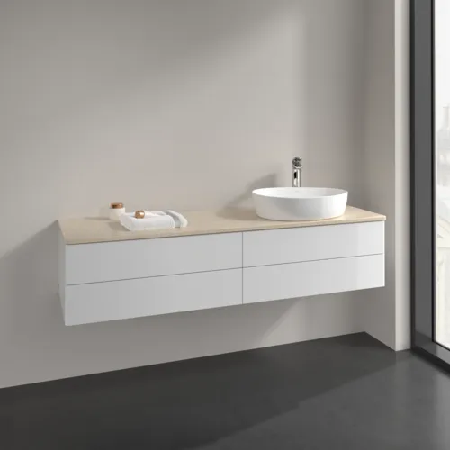 Bild von VILLEROY BOCH Antao Waschbeckenunterschrank, 4 Auszüge, 1600 x 360 x 500 mm, Front ohne Struktur, Glossy White Lacquer / Botticino #K27053GF