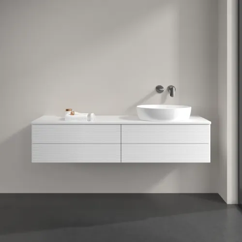 Bild von VILLEROY BOCH Antao Waschbeckenunterschrank, 4 Auszüge, 1600 x 360 x 500 mm, Front mit Struktur, White Matt Lacquer / White Matt Lacquer #K27150MT
