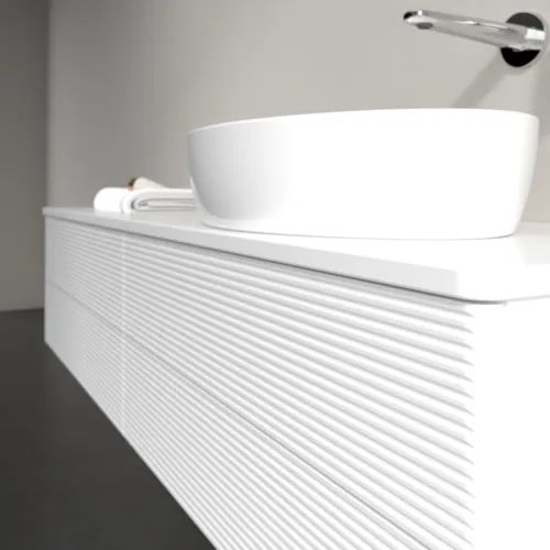 Bild von VILLEROY BOCH Antao Waschbeckenunterschrank, 4 Auszüge, 1600 x 360 x 500 mm, Front mit Struktur, White Matt Lacquer / White Matt Lacquer #K27150MT