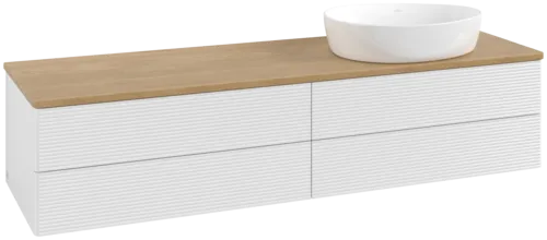 Picture of VILLEROY BOCH Antao Vanity unit, 4 pull-out compartments, 1600 x 360 x 500 mm, Front with grain texture, Glossy White Lacquer / Honey Oak #K27111GF