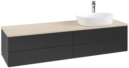 Picture of VILLEROY BOCH Antao Vanity unit, 4 pull-out compartments, 1600 x 360 x 500 mm, Front without structure, Black Matt Lacquer / Botticino #K27053PD