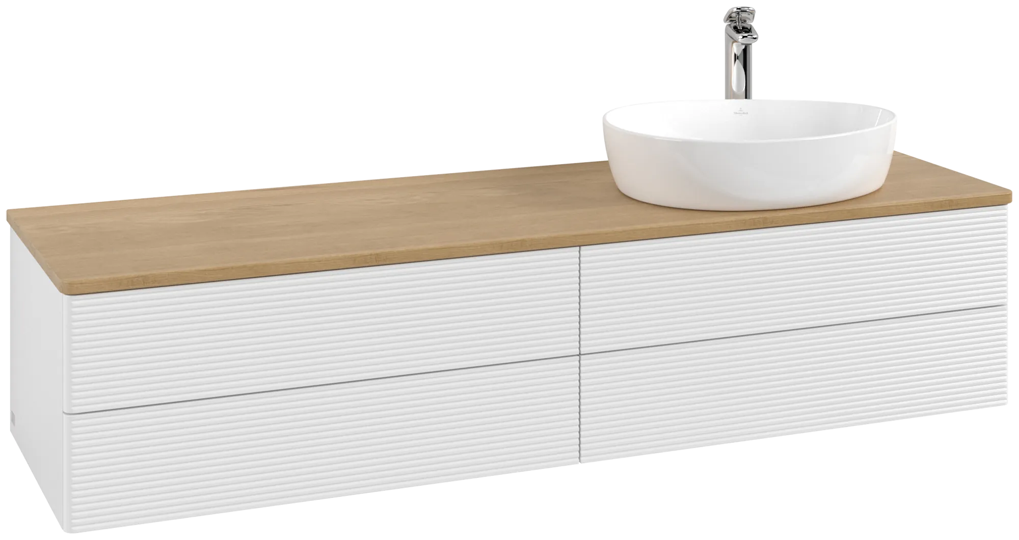 Picture of VILLEROY BOCH Antao Vanity unit, 4 pull-out compartments, 1600 x 360 x 500 mm, Front with grain texture, Glossy White Lacquer / Honey Oak #K27151GF