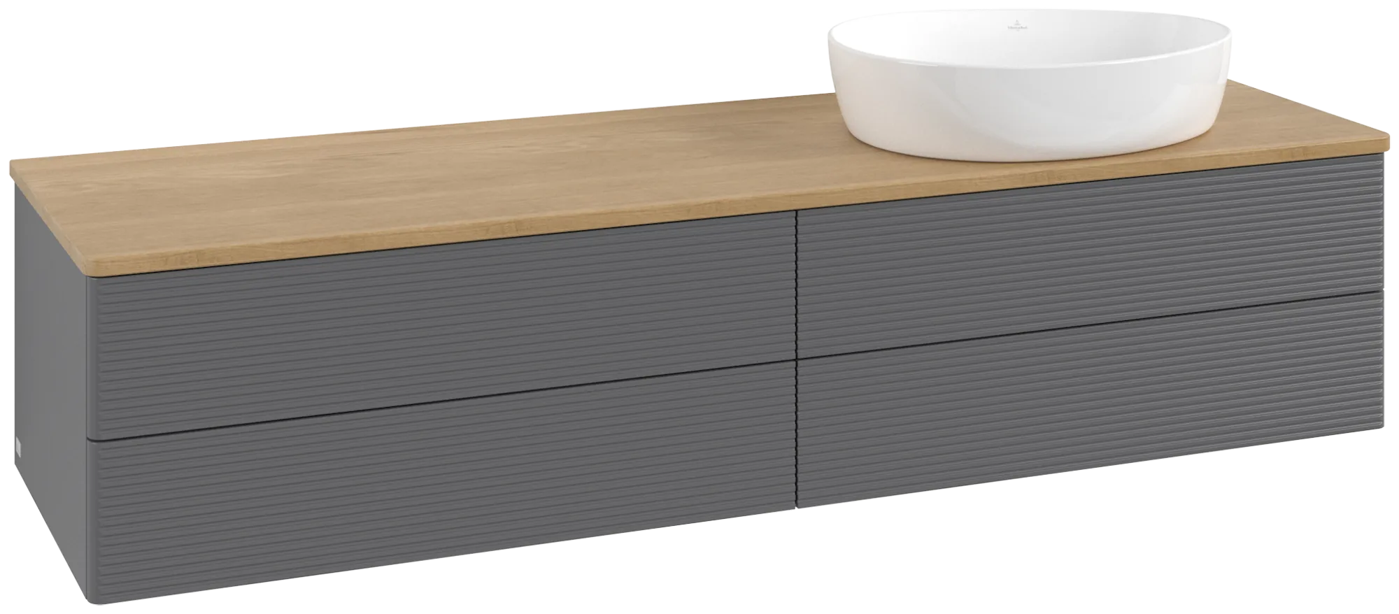 Picture of VILLEROY BOCH Antao Vanity unit, 4 pull-out compartments, 1600 x 360 x 500 mm, Front with grain texture, Anthracite Matt Lacquer / Honey Oak #K27111GK