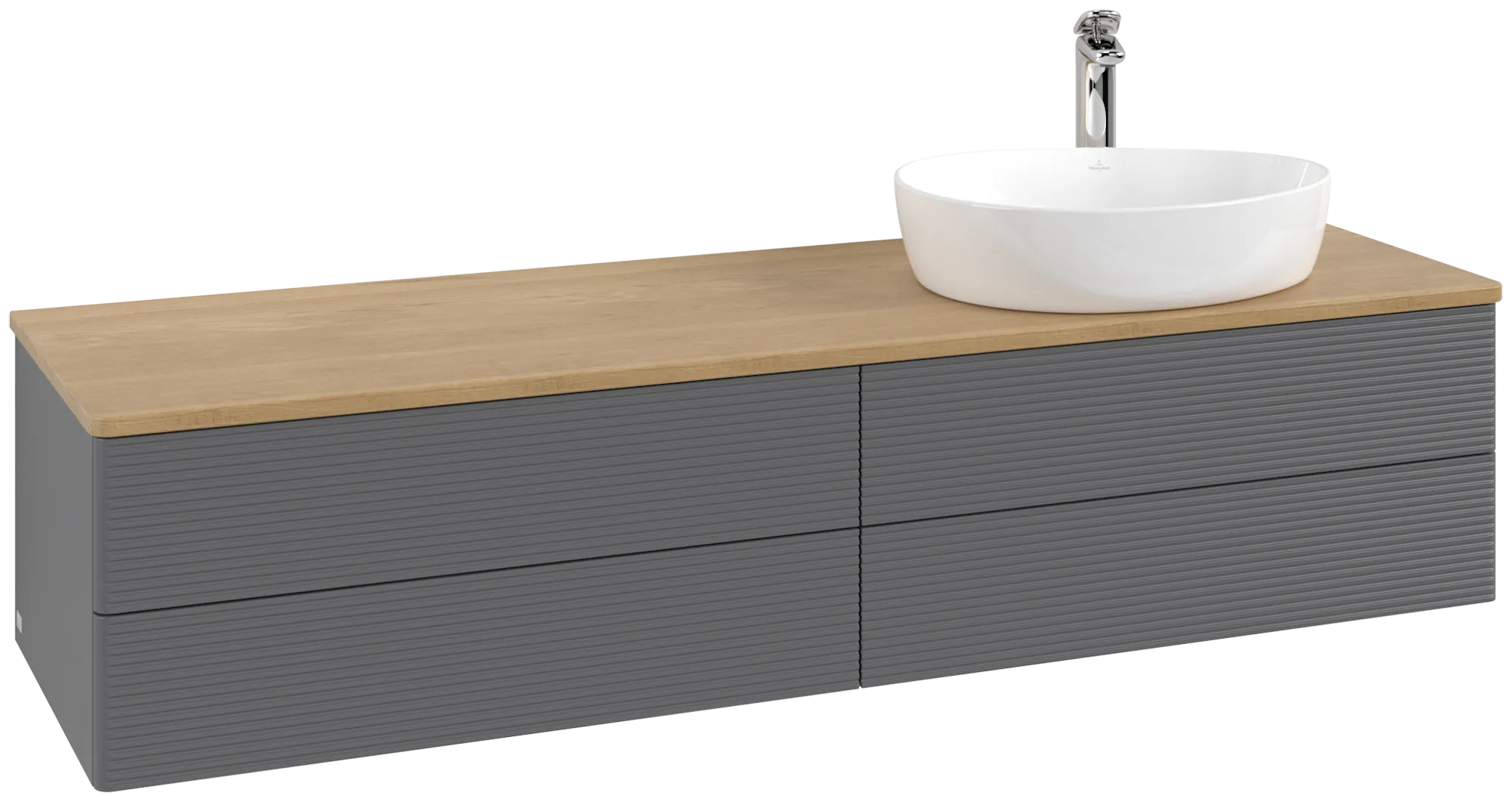 Picture of VILLEROY BOCH Antao Vanity unit, 4 pull-out compartments, 1600 x 360 x 500 mm, Front with grain texture, Anthracite Matt Lacquer / Honey Oak #K27151GK
