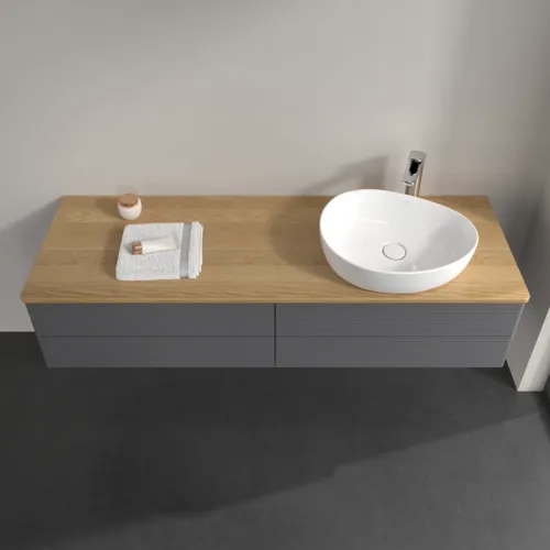 Bild von VILLEROY BOCH Antao Waschbeckenunterschrank, 4 Auszüge, 1600 x 360 x 500 mm, Front mit Struktur, Anthracite Matt Lacquer / Honey Oak #K27151GK