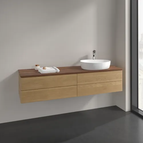 Bild von VILLEROY BOCH Antao Waschbeckenunterschrank, 4 Auszüge, 1600 x 360 x 500 mm, Front ohne Struktur, Honey Oak / Warm Walnut #K27052HN