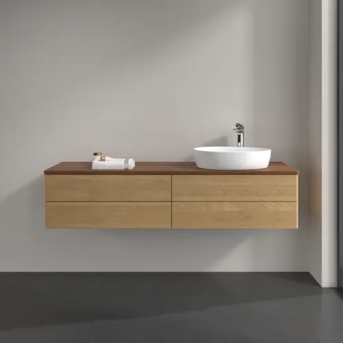 Bild von VILLEROY BOCH Antao Waschbeckenunterschrank, 4 Auszüge, 1600 x 360 x 500 mm, Front ohne Struktur, Honey Oak / Warm Walnut #K27052HN