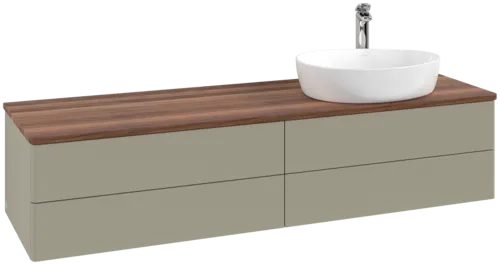 Picture of VILLEROY BOCH Antao Vanity unit, 4 pull-out compartments, 1600 x 360 x 500 mm, Front without structure, Stone Grey Matt Lacquer / Warm Walnut #K27052HK