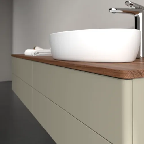 Obrázek VILLEROY BOCH Antao Vanity unit, 4 pull-out compartments, 1600 x 360 x 500 mm, Front without structure, Stone Grey Matt Lacquer / Warm Walnut #K27052HK