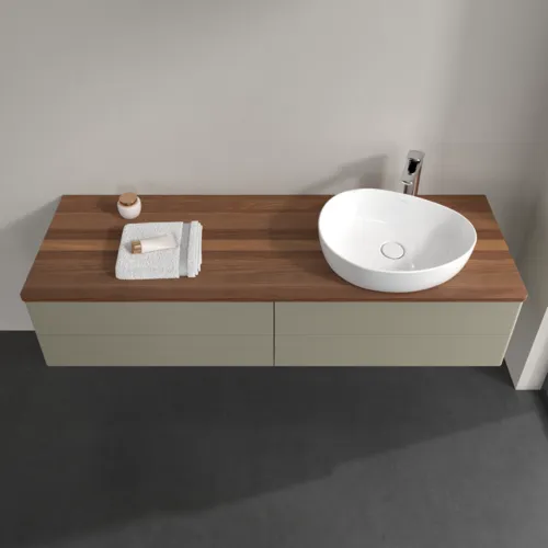 Obrázek VILLEROY BOCH Antao Vanity unit, 4 pull-out compartments, 1600 x 360 x 500 mm, Front without structure, Stone Grey Matt Lacquer / Warm Walnut #K27052HK