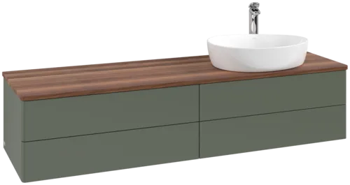 Picture of VILLEROY BOCH Antao Vanity unit, 4 pull-out compartments, 1600 x 360 x 500 mm, Front without structure, Leaf Green Matt Lacquer / Warm Walnut #K27052HL