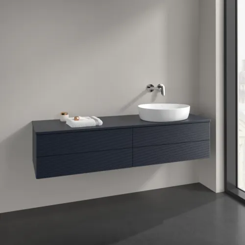 Bild von VILLEROY BOCH Antao Waschbeckenunterschrank, 4 Auszüge, 1600 x 360 x 500 mm, Front mit Struktur, Midnight Blue Matt Lacquer / Midnight Blue Matt Lacquer #K27110HG