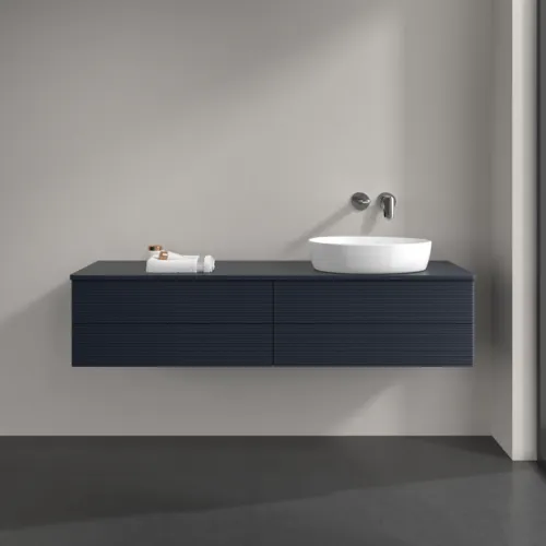 Bild von VILLEROY BOCH Antao Waschbeckenunterschrank, 4 Auszüge, 1600 x 360 x 500 mm, Front mit Struktur, Midnight Blue Matt Lacquer / Midnight Blue Matt Lacquer #K27110HG