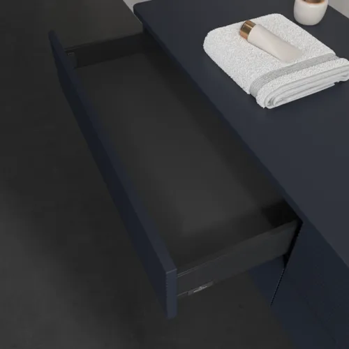 Bild von VILLEROY BOCH Antao Waschbeckenunterschrank, 4 Auszüge, 1600 x 360 x 500 mm, Front mit Struktur, Midnight Blue Matt Lacquer / Midnight Blue Matt Lacquer #K27150HG
