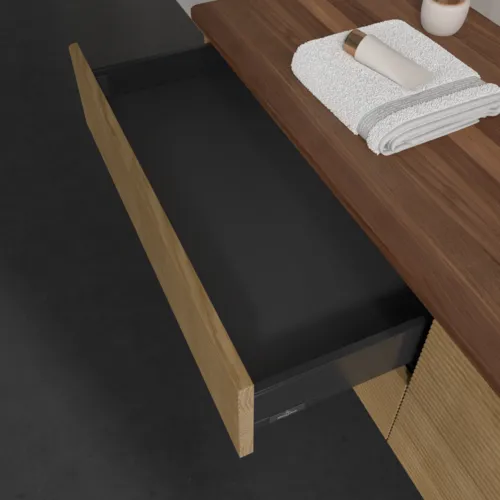 VILLEROY BOCH Antao Waschbeckenunterschrank, 4 Auszüge, 1600 x 360 x 500 mm, Front mit Struktur, Honey Oak / Warm Walnut #K27112HN, Bild 7