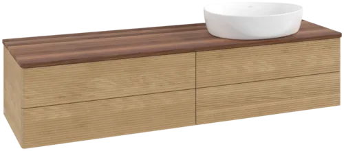 Зображення з  VILLEROY BOCH Antao Vanity unit, 4 pull-out compartments, 1600 x 360 x 500 mm, Front with grain texture, Honey Oak / Warm Walnut #K27112HN