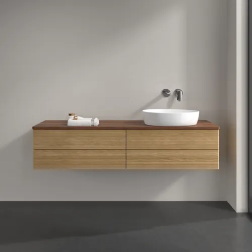 VILLEROY BOCH Antao Waschbeckenunterschrank, 4 Auszüge, 1600 x 360 x 500 mm, Front mit Struktur, Honey Oak / Warm Walnut #K27112HN, Bild 3