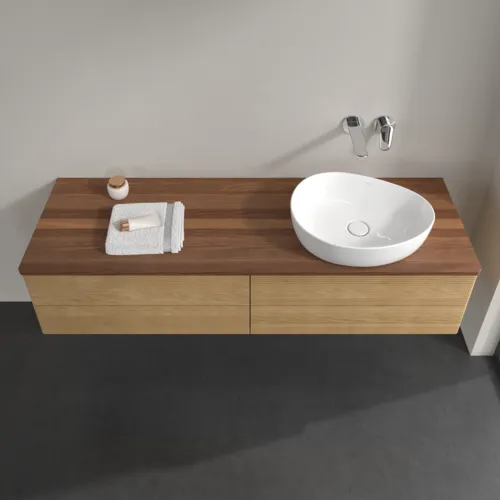 VILLEROY BOCH Antao Waschbeckenunterschrank, 4 Auszüge, 1600 x 360 x 500 mm, Front mit Struktur, Honey Oak / Warm Walnut #K27112HN, Bild 4