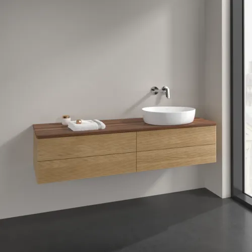 VILLEROY BOCH Antao Waschbeckenunterschrank, 4 Auszüge, 1600 x 360 x 500 mm, Front mit Struktur, Honey Oak / Warm Walnut #K27112HN, Bild 2