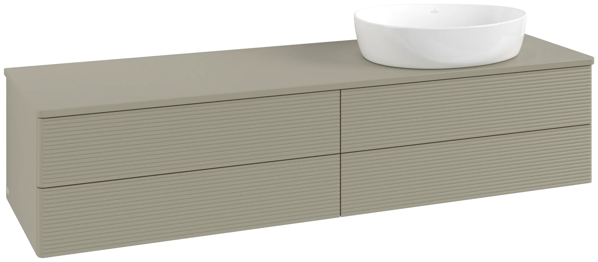 VILLEROY BOCH Antao Vanity unit, 4 pull-out compartments, 1600 x 360 x 500 mm, Front with grain texture, Stone Grey Matt Lacquer / Stone Grey Matt Lacquer #K27150HK resmi