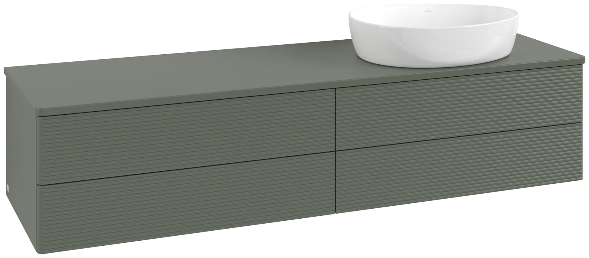 Picture of VILLEROY BOCH Antao Vanity unit, 4 pull-out compartments, 1600 x 360 x 500 mm, Front with grain texture, Leaf Green Matt Lacquer / Leaf Green Matt Lacquer #K27110HL