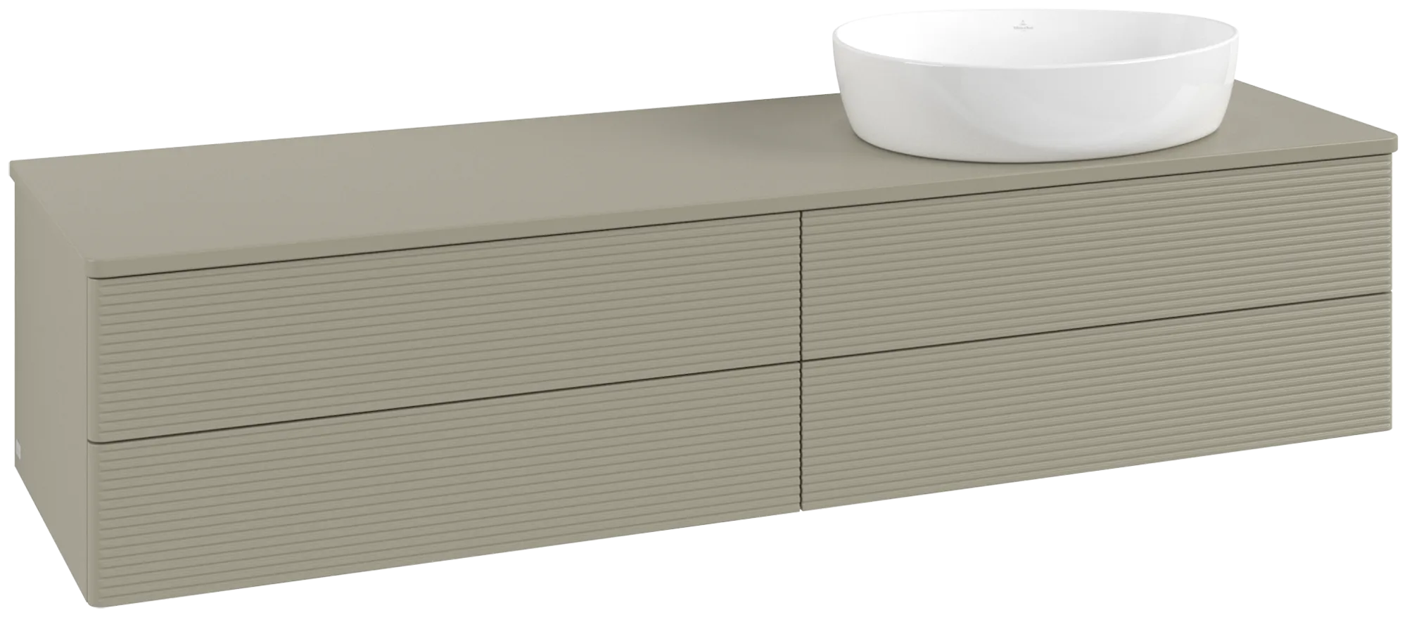 Picture of VILLEROY BOCH Antao Vanity unit, 4 pull-out compartments, 1600 x 360 x 500 mm, Front with grain texture, Stone Grey Matt Lacquer / Stone Grey Matt Lacquer #K27110HK