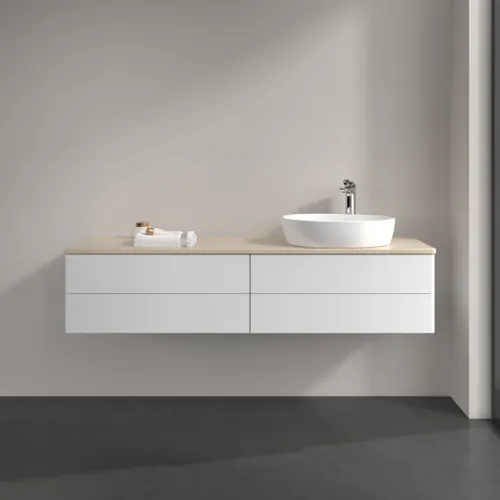 VILLEROY BOCH Antao Waschbeckenunterschrank, 4 Auszüge, 1600 x 360 x 500 mm, Front ohne Struktur, White Matt Lacquer / Botticino #K27053MT, Bild 3