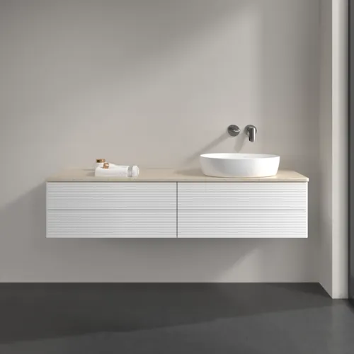Bild von VILLEROY BOCH Antao Waschbeckenunterschrank, 4 Auszüge, 1600 x 360 x 500 mm, Front mit Struktur, White Matt Lacquer / Botticino #K27113MT
