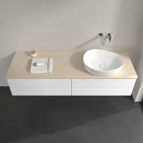 Bild von VILLEROY BOCH Antao Waschbeckenunterschrank, 4 Auszüge, 1600 x 360 x 500 mm, Front mit Struktur, White Matt Lacquer / Botticino #K27113MT