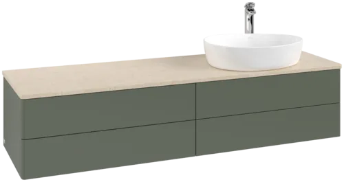 Obrázek VILLEROY BOCH Antao Vanity unit, 4 pull-out compartments, 1600 x 360 x 500 mm, Front without structure, Leaf Green Matt Lacquer / Botticino #K27053HL